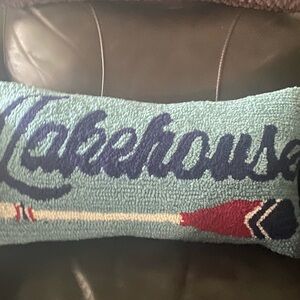 Lakehouse Decorative Pillow - Blue and Red